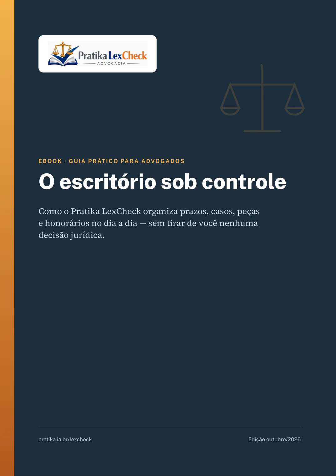 Capa do eBook O escritório sob controle, guia prático do Pratika LexCheck